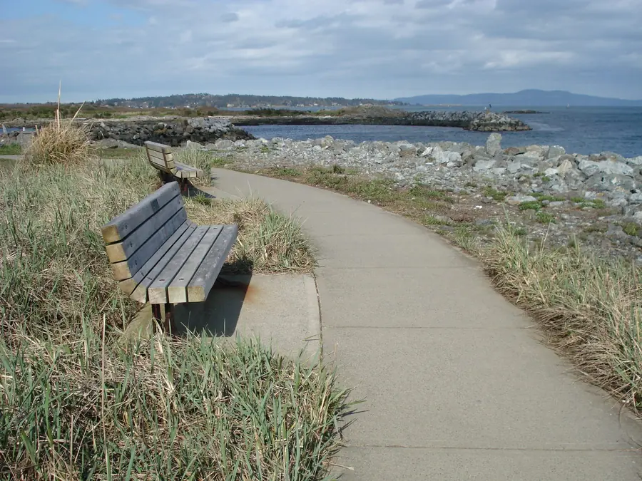 Seaside path and bench on the Turkey Head walkway